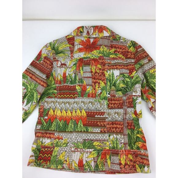 Chicos Womens Jacket Coat Cotton Modest Tropical Luau Fancy Buttons Size 0 - Picture 8 of 12